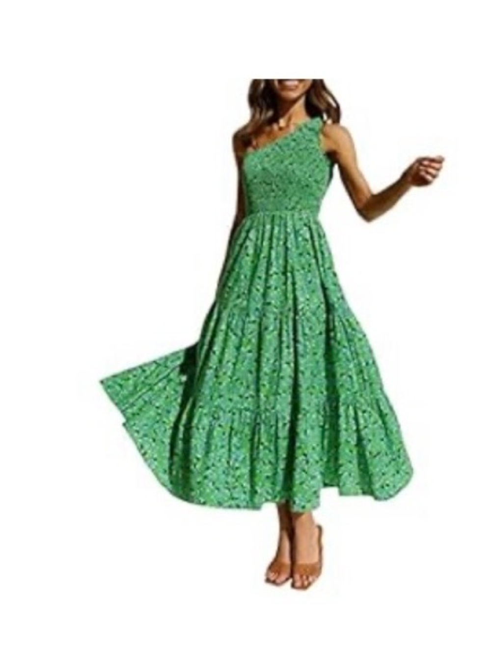Jessica Green One-Shoulder Floral Maxi Dress